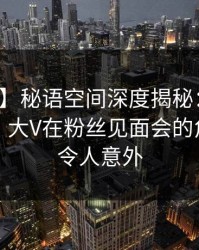 【震惊】秘语空间深度揭秘：猛料风波背后，大V在粉丝见面会的角色疯狂令人意外