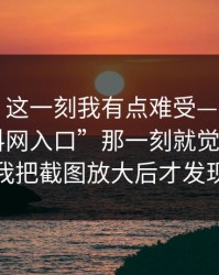说真的，这一刻我有点难受——我点开“黑料网入口”那一刻就觉得不对，我把截图放大后才发现