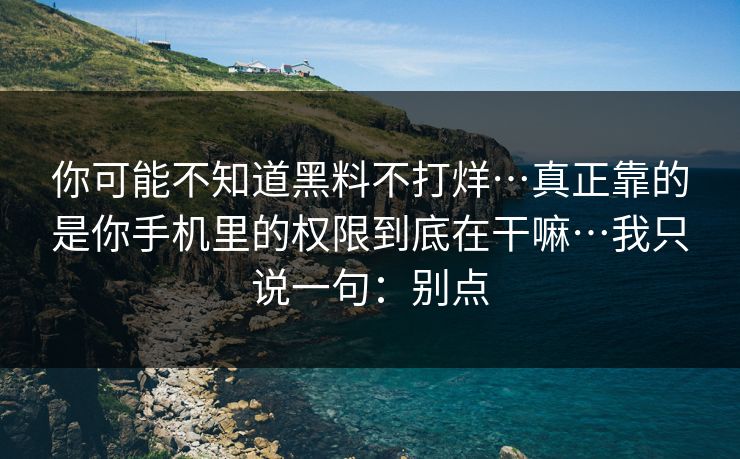 你可能不知道黑料不打烊…真正靠的是你手机里的权限到底在干嘛…我只说一句：别点